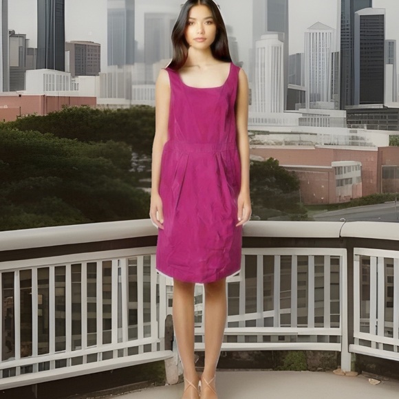 Lafayette 148 New York Sleeveless Stretch Sheath Dress Size 12 Pink Pockets - Picture 1 of 9
